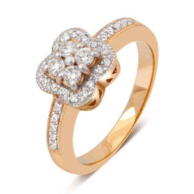 Кольцо из красного золота с бриллиантами (037613)