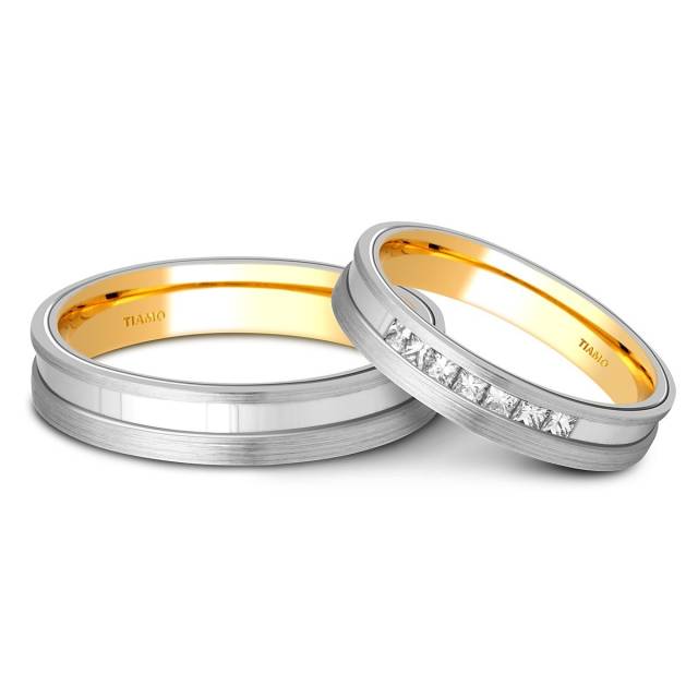 Обручальное кольцо из комбинированного золота с бриллиантами TIAMO (000663)