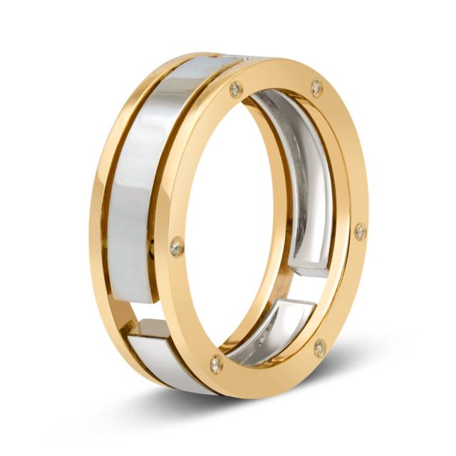Обручальное кольцо из комбинированного золота с бриллиантами (029096)