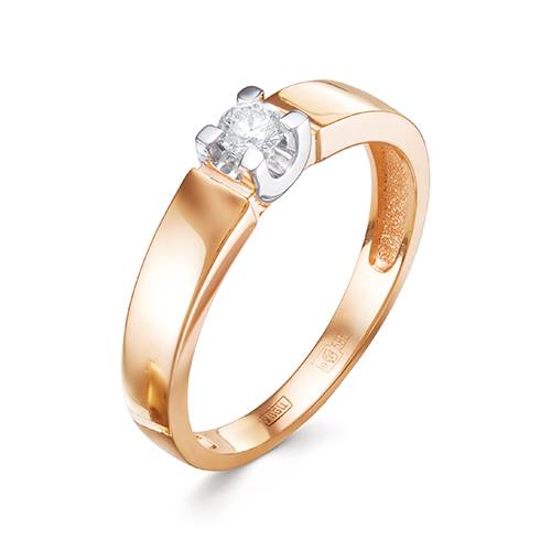 Помолвочное кольцо из комбинированного золота с бриллиантом (043487)