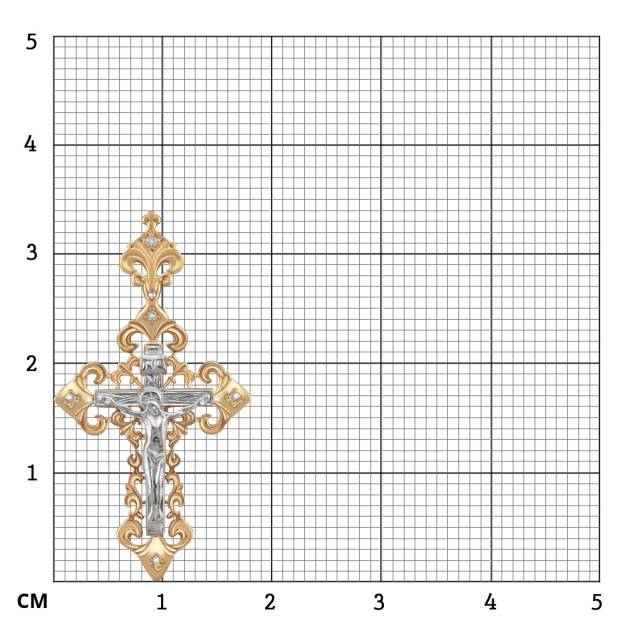 Кулон крест из комбинированного золота с бриллиантами (038170)