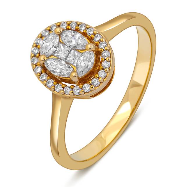 Кольцо из жёлтого золота с бриллиантами (054184)