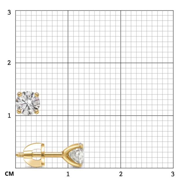 Серьги пусеты из жёлтого золота с бриллиантами (051919)
