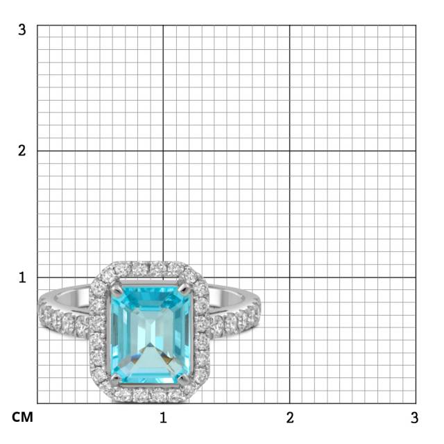Кольцо из белого золота с бриллиантами и аквамарином (052052)