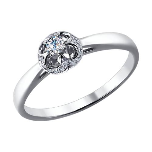 Помолвочное кольцо из белого золота с бриллиантами (027039)