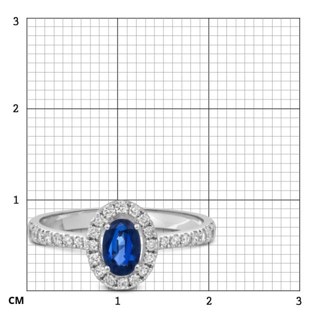 Кольцо из белого золота с бриллиантами и сапфиром (049560)