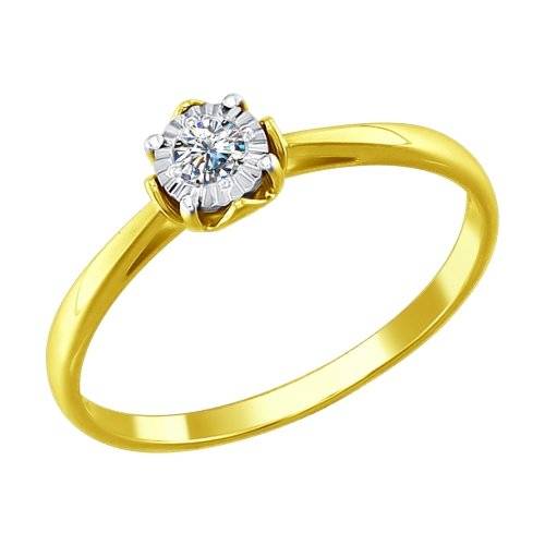 Помолвочное кольцо из жёлтого золота с бриллиантом (029548)