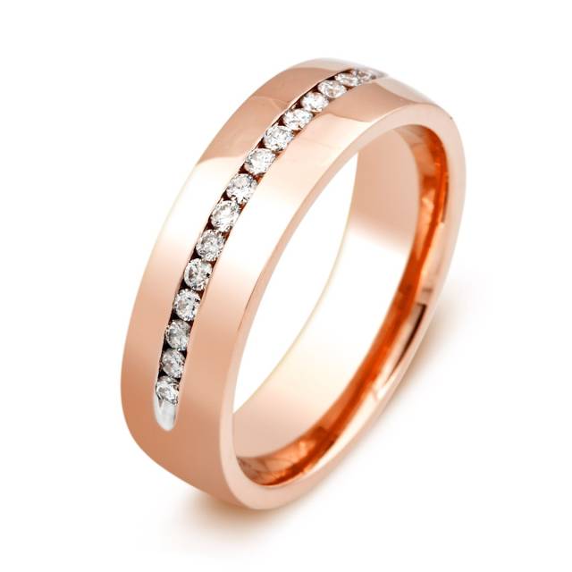 Обручальное кольцо с бриллиантами из красного золота (014425)