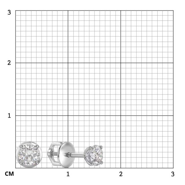 Серьги пусеты из платины с бриллиантами (064788)