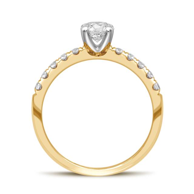 Помолвочное кольцо из комбинированного золота с бриллиантами (039572)