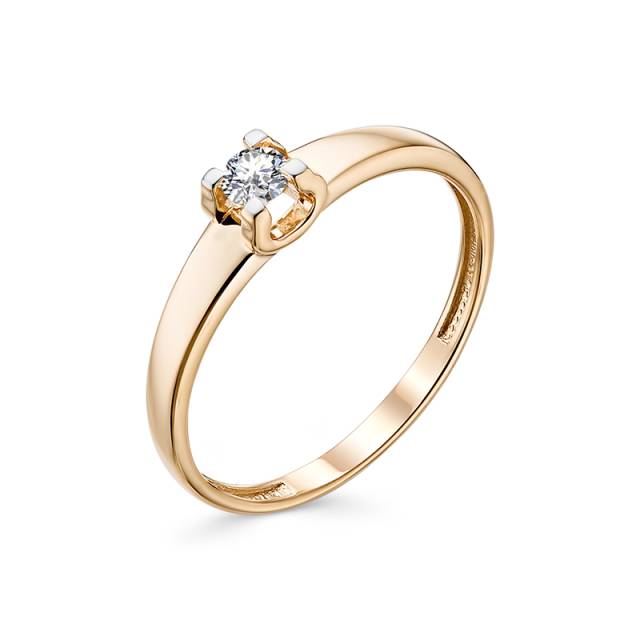 Помолвочное кольцо из красного золота с бриллиантом (031322)