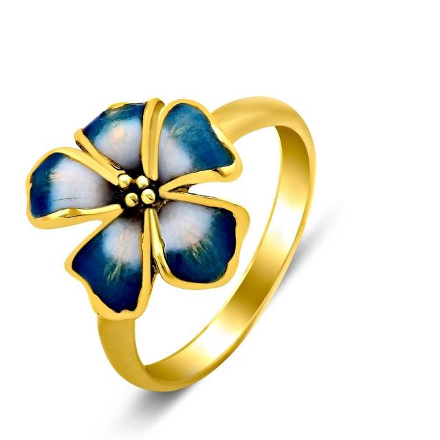Кольцо из желтого золота с эмалью (016611)