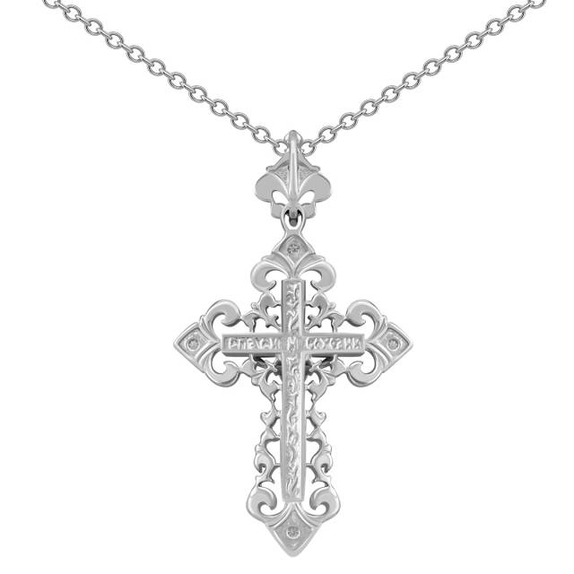 Кулон крест из платины с бриллиантами (038173)