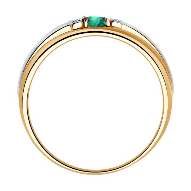Кольцо из комбинированного золота с бриллиантами и изумрудом (048701)