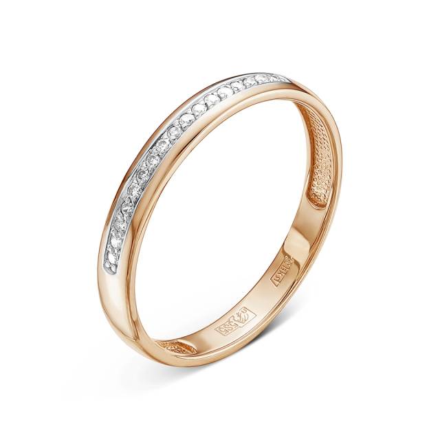 Обручальное кольцо из красного золота с бриллиантами (055210)