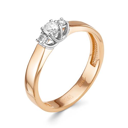 Помолвочное кольцо из комбинированного золота с бриллиантами (043501)