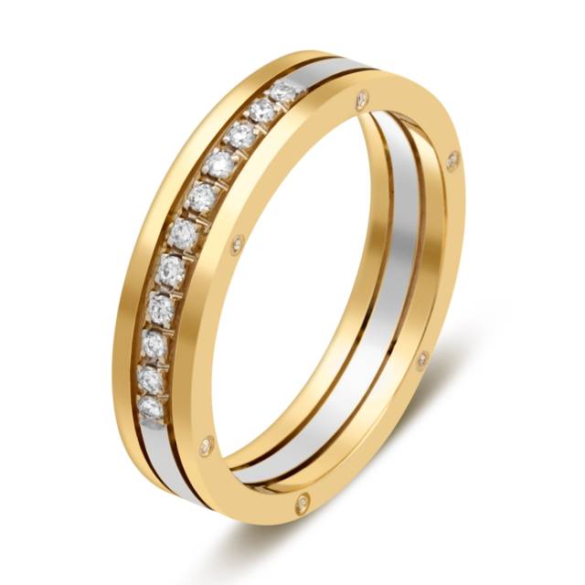 Обручальное кольцо из комбинированного золота с бриллиантами (029120)