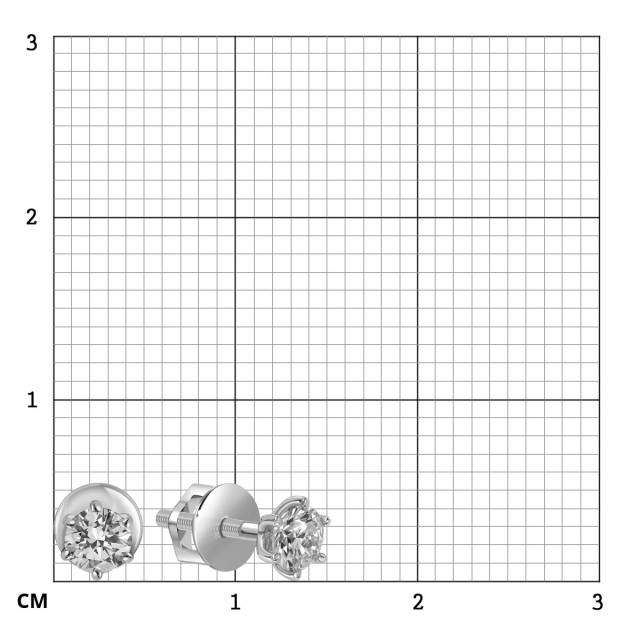 Серьги пусеты из платины с бриллиантами (064789)