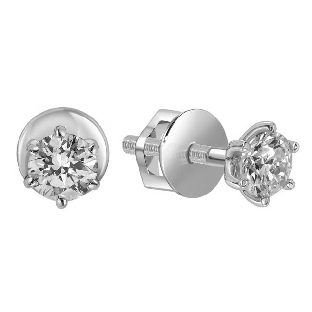 Серьги пусеты из платины с бриллиантами (064789)