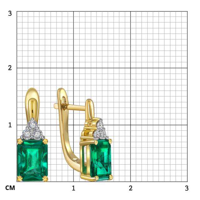 Серьги из белого золота с бриллиантами и изумрудами (055521)