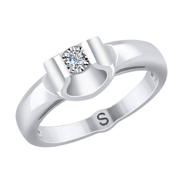 Помолвочное кольцо из белого золота с бриллиантом (042882)