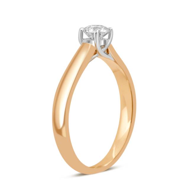 Помолвочное кольцо из комбинированного золота с бриллиантом (039491)