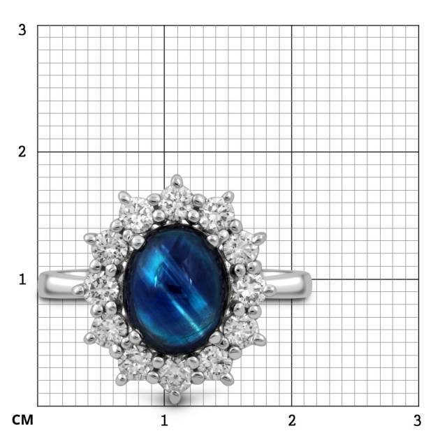 Кольцо из белого золота с бриллиантами и сапфиром (049403)