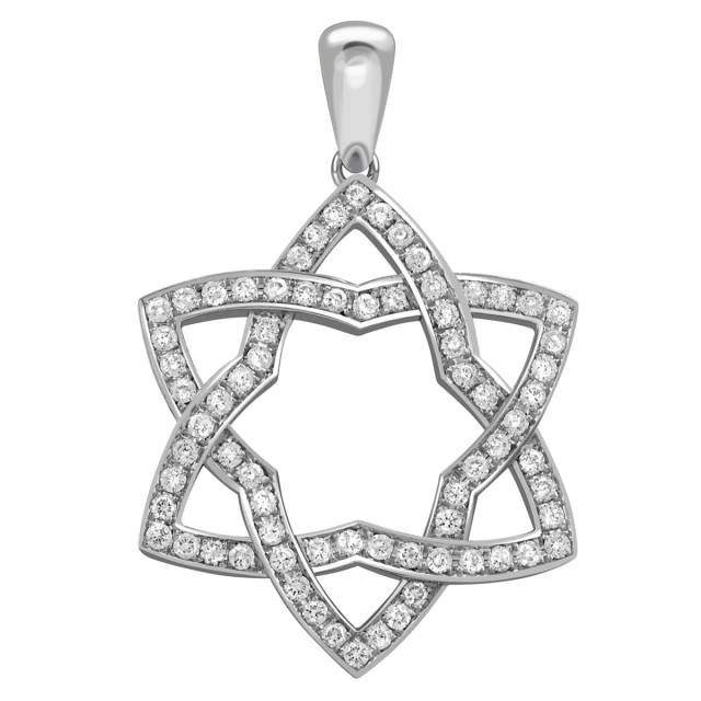 Кулон "Звезда Давида" из белого золота с бриллиантами (035584)