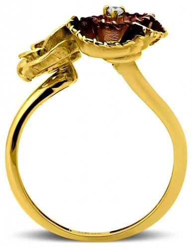 Кольцо из комбинированного золота с бриллиантом 17.0