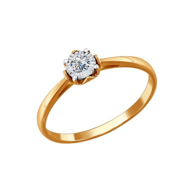 Помолвочное кольцо из красного золота с бриллиантом (025109)