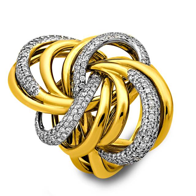 Кольцо из комбинированного золота с бриллиантами (025815)