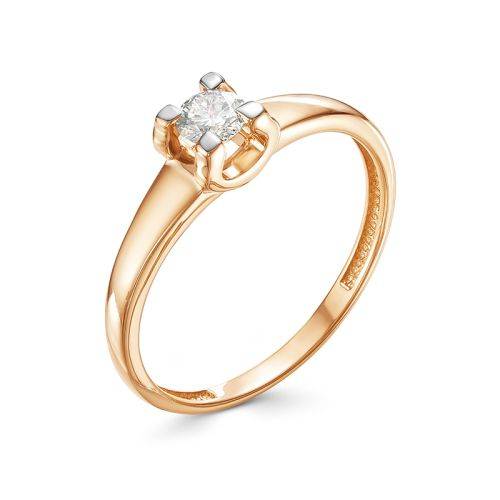 Помолвочное кольцо из комбинированного золота с бриллиантом (034505)