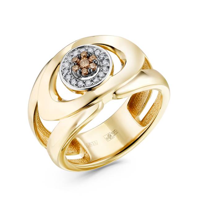 Кольцо из жёлтого золота с бриллиантами (057605)