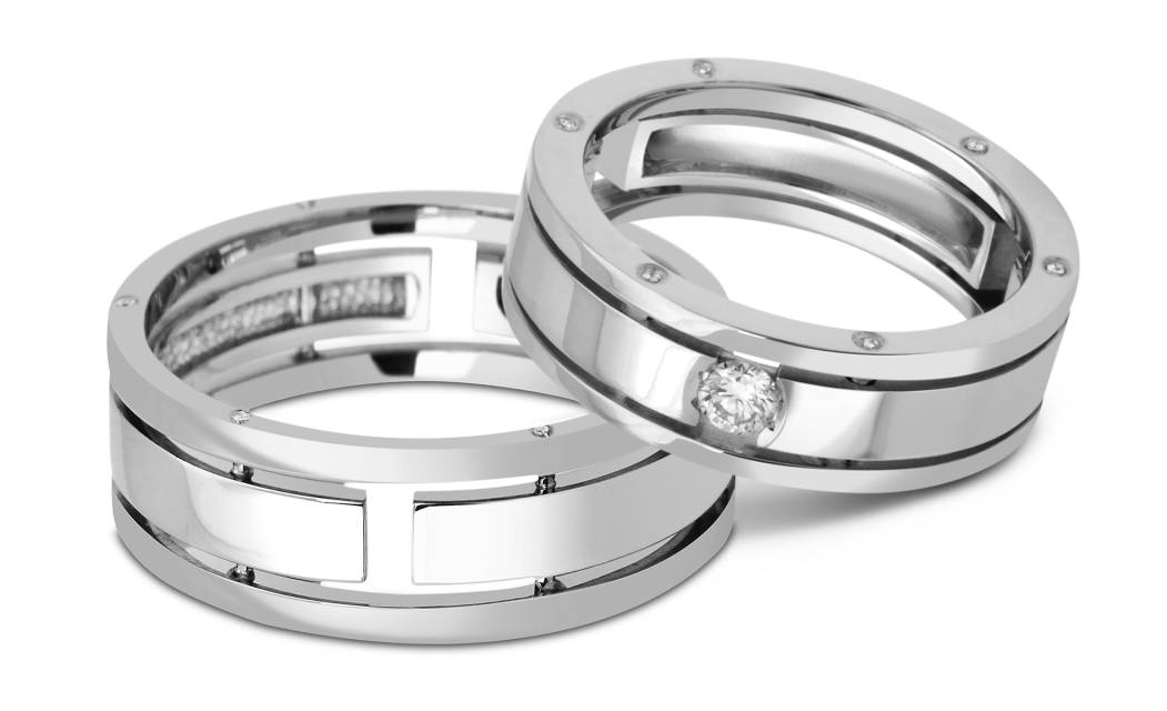 Обручальное кольцо из белого золота с бриллиантами (029094)