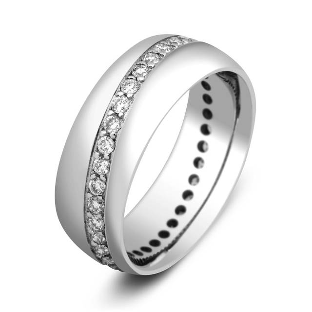 Обручальное кольцо из белого золота с бриллиантами (000142)