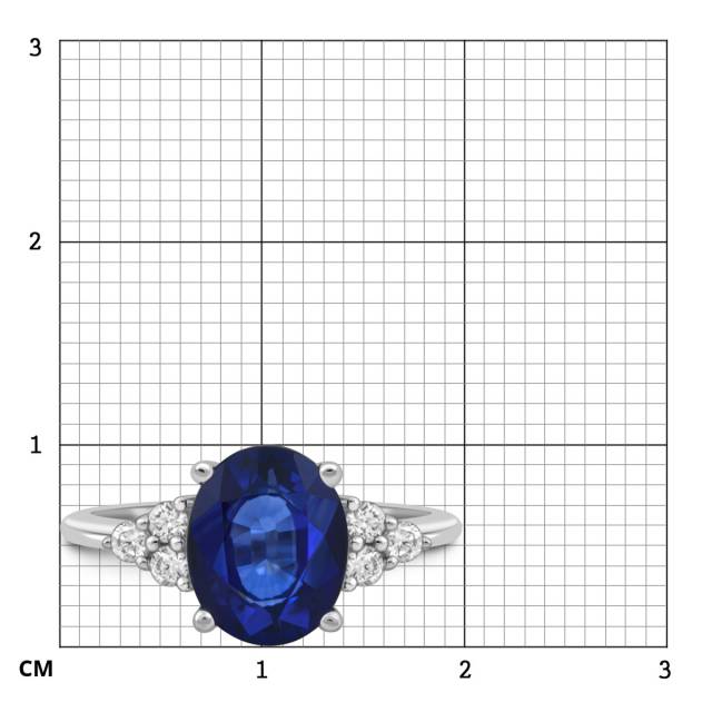 Кольцо из белого золота с бриллиантами и сапфиром (048920)