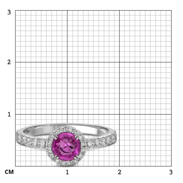 Кольцо из белого золота с бриллиантами и розовым сапфиром (052530)