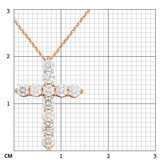 Колье крест из красного золота с бриллиантами (048893)