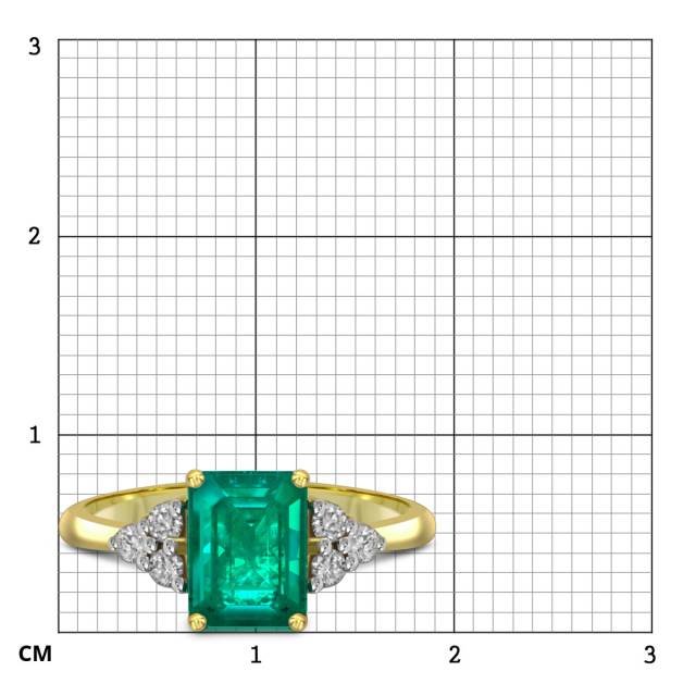 Кольцо из жёлтого золота с бриллиантами и изумрудом (055734)