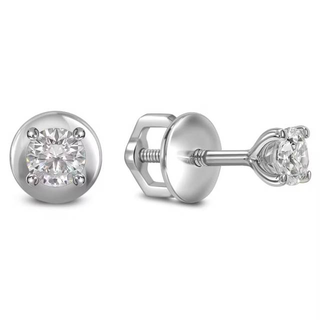Серьги пусеты из платины с бриллиантами (064786)