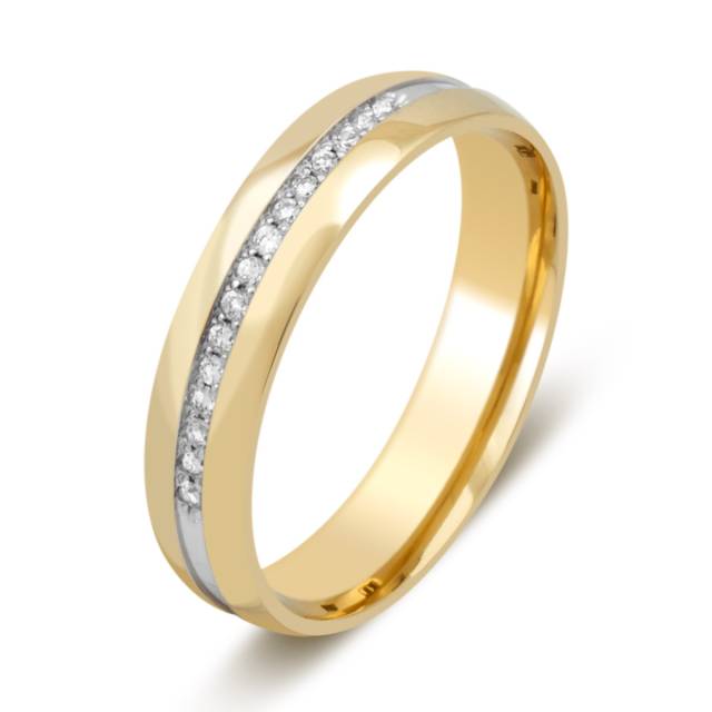 Обручальное кольцо из комбинированного золота с бриллиантами (029075)