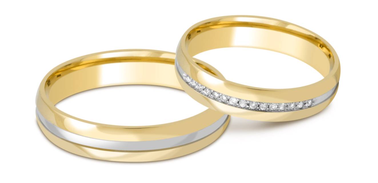 Обручальное кольцо из комбинированного золота с бриллиантами (029075)