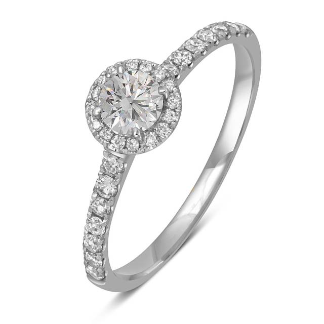 Помолвочное кольцо из белого золота с бриллиантами  (052743)
