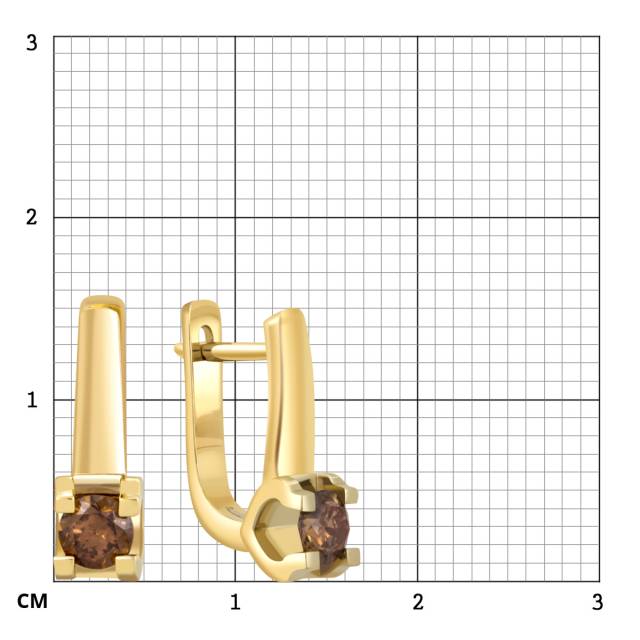 Серьги из жёлтого золота с коньячными бриллиантами  (049301)