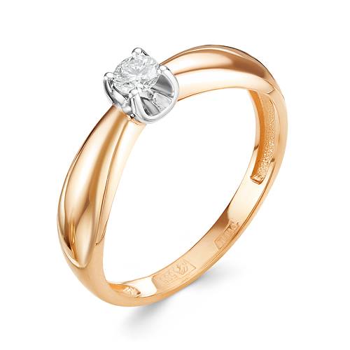 Помолвочное кольцо из комбинированного золота с бриллиантом (043050)