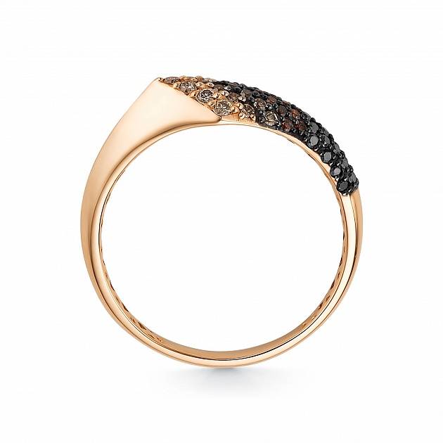 Кольцо из красного золота с цветными бриллиантами (047613)