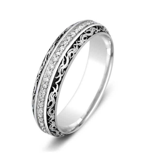 Обручальное кольцо из белого золота с бриллиантами (003868)