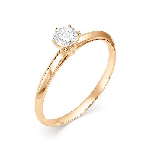 Помолвочное кольцо из красного золота с бриллиантом (034017)