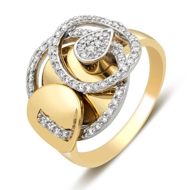 Кольцо из комбинированного золота с бриллиантами (025866)