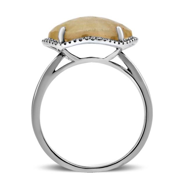 Кольцо из белого золота с бриллиантами и сапфиром (009403)